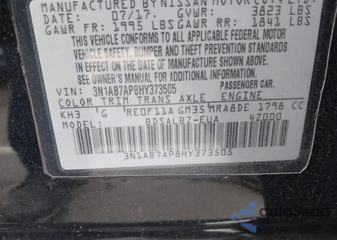 2017 Nissan Sentra S from USA, damaged, VIN 3N1AB7AP8HY373505